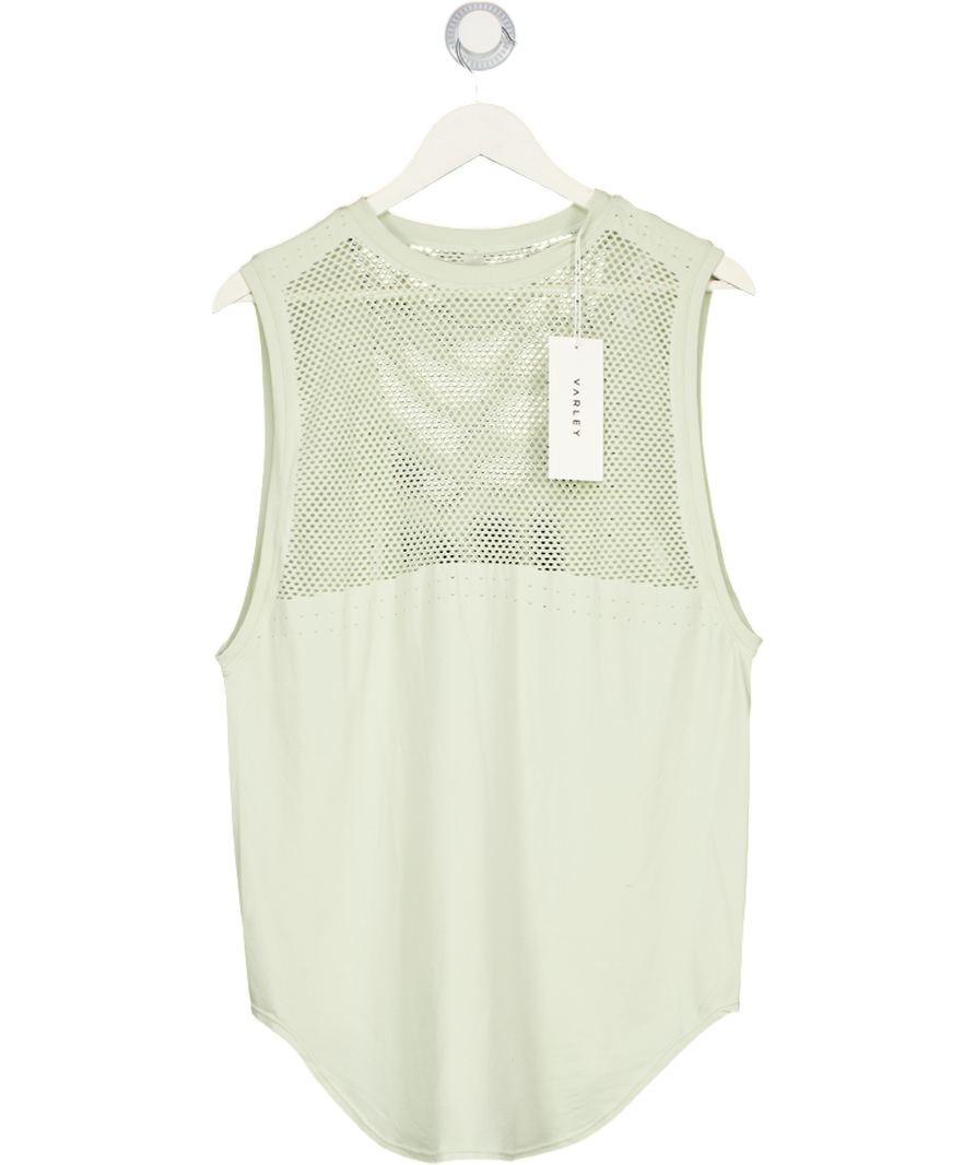 VARLEY Sage Green Breathable Mesh Detail Longline Tank Top UK S/M