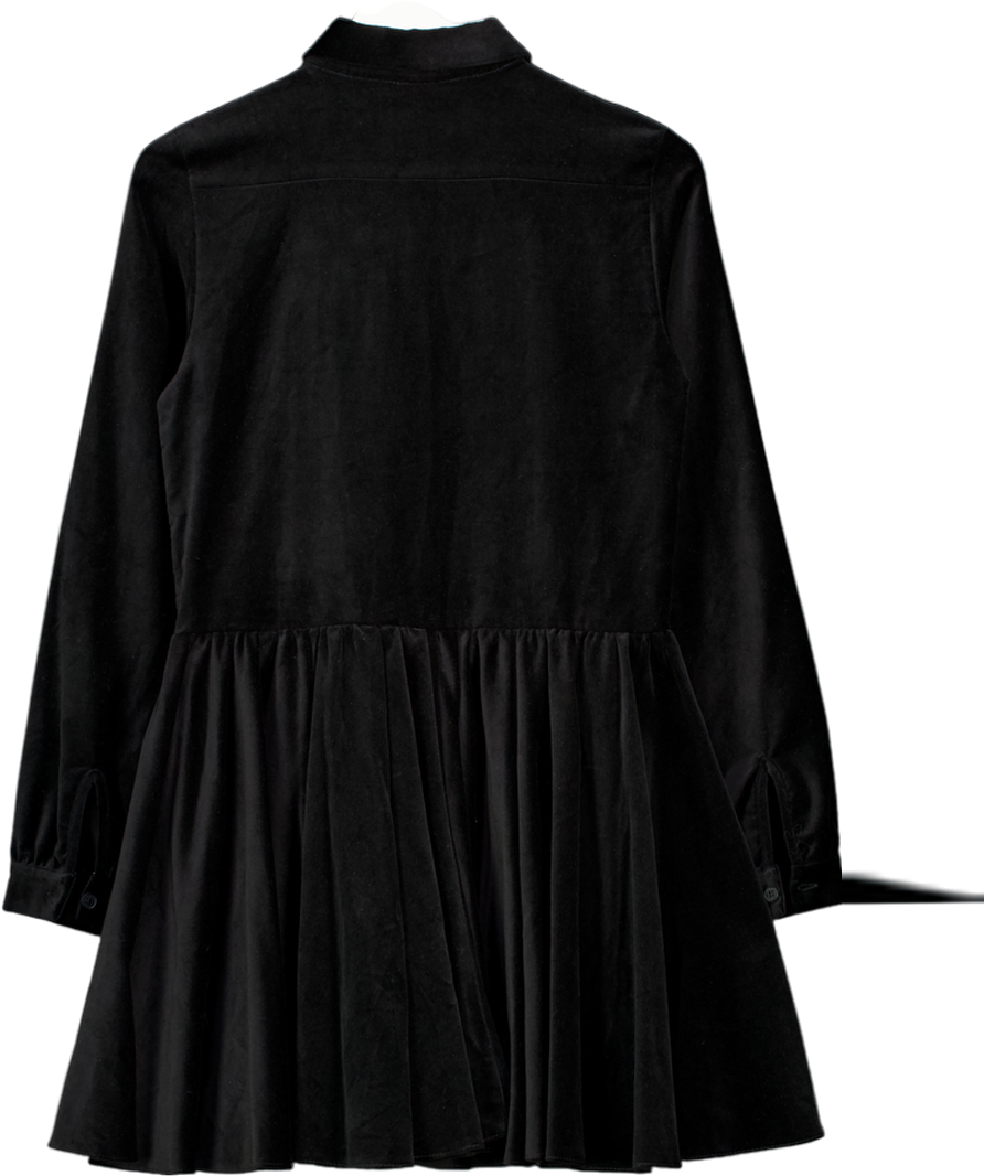 Elfie Selfie Ola Black Velvet Shirt Dress UK XS