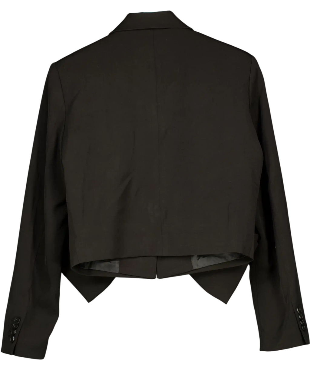 NA-KD Black Oversized-bow Cropped Blazer UK 8