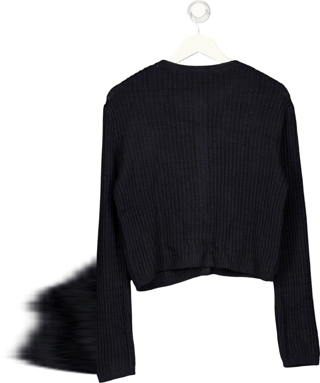 NEW LOOK Navy Blue Compact Knit Gold Button Cardigan UK 10
