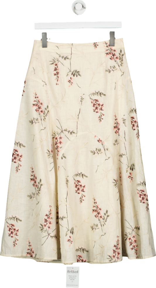 Rebecca Taylor Cream Embroidered Midi Skirt UK 10