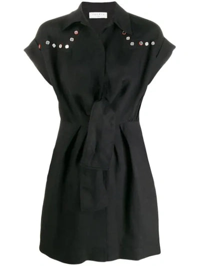 Sandro Black Mavel Tie-front Shirt Dress UK 8