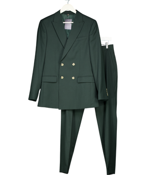 M&S Green Slim Fit Double Breasted Suit Jacket (36") And Trousers Set W30
