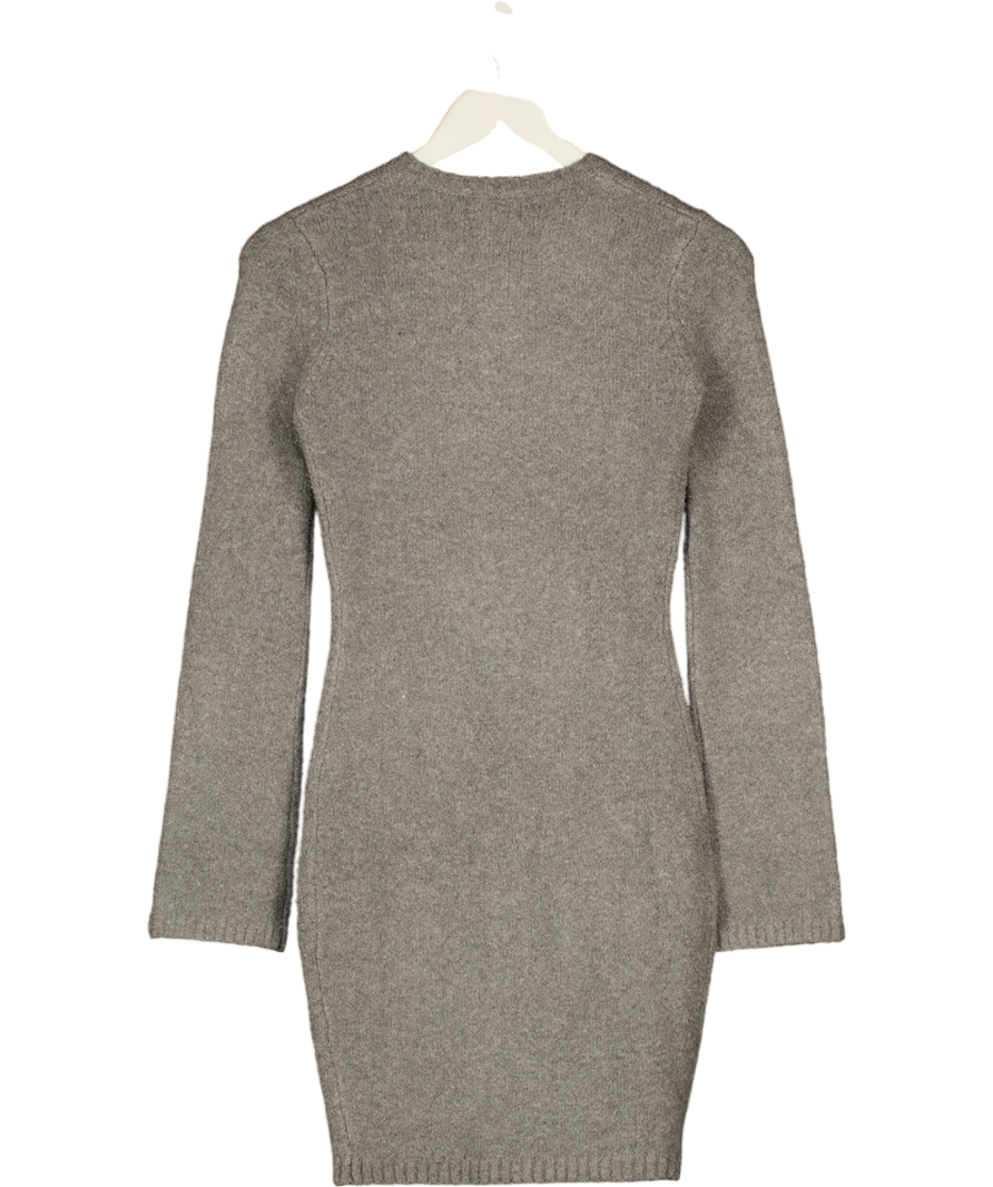 PRETTY LAVISH Grey Aida Knitted Mini Dress UK XS
