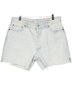 ZARA Blue Regular Fit Mid-waist Denim Bermuda Shorts UK M
