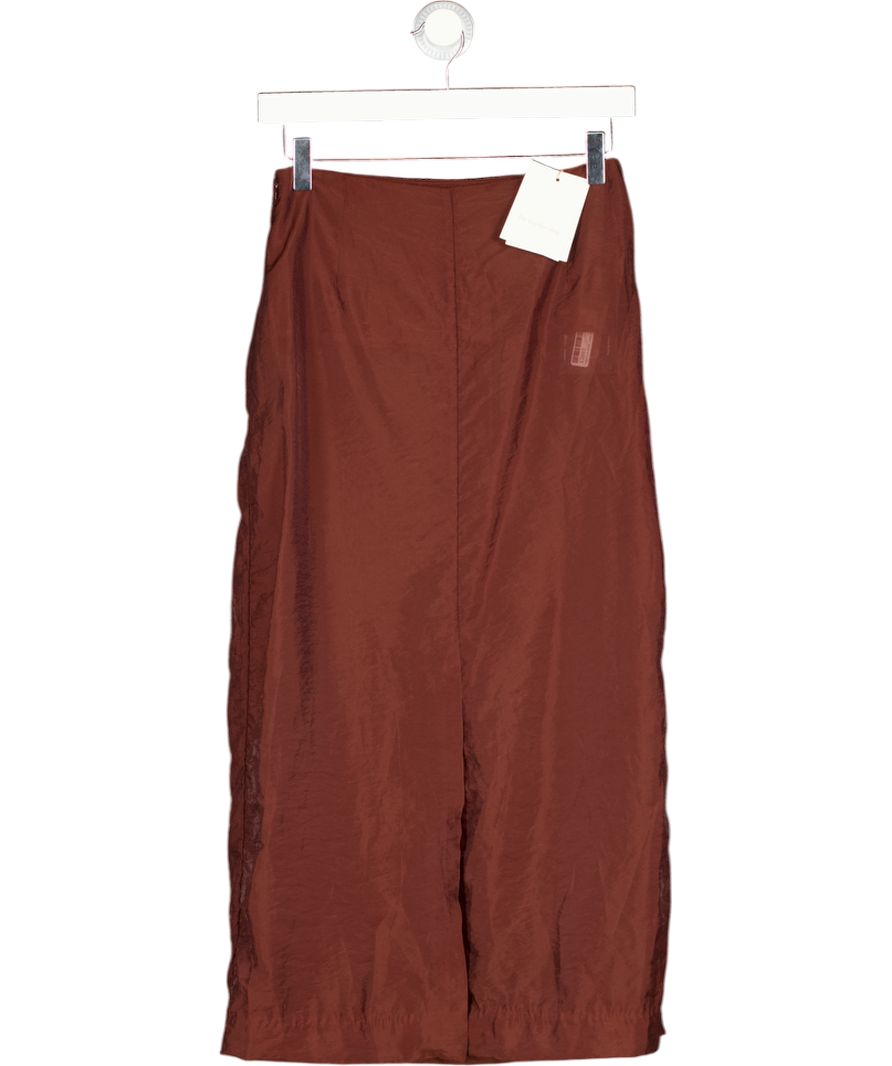 THE FRANKIE SHOP Calliope Semi-sheer Midi Skirt - Burgundy Brown UK S