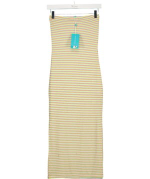 Melissa Odabash Multicoloured Aubrey Strapless Striped Jersey Midi Dress UK XS