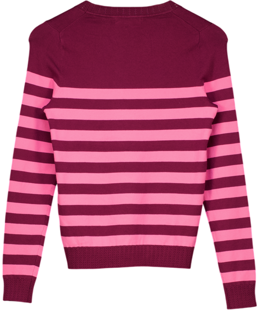 BODEN Burgundy & Pink Stripe Cotton Jumper UK XS