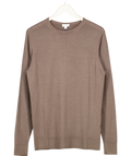 Sunspel Light Brown Extra‑fine Merino Crew Neck UK M