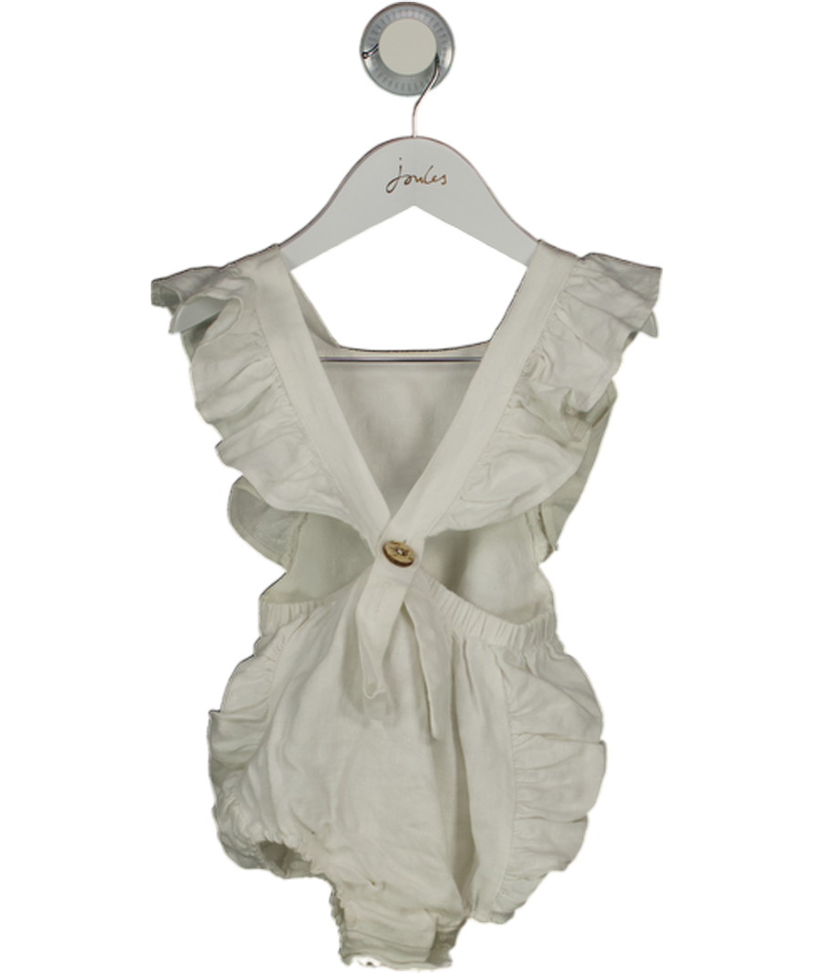 Freya Lillie White Organic Linen Frill Sleeve Romper 12-18 Months