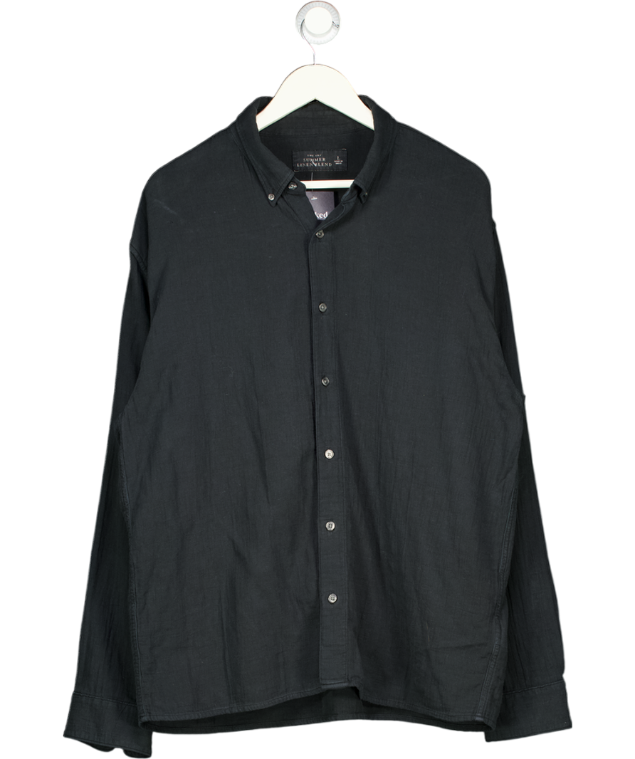 ABERCROMBIE & FITCH Blue Summer Linen-blend Button-up Shirt UK L
