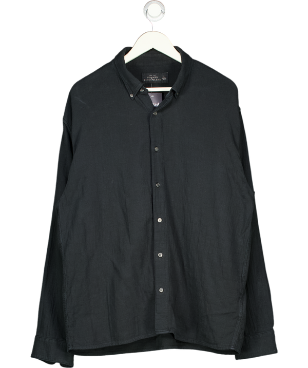 ABERCROMBIE & FITCH Blue Summer Linen-blend Button-up Shirt UK L