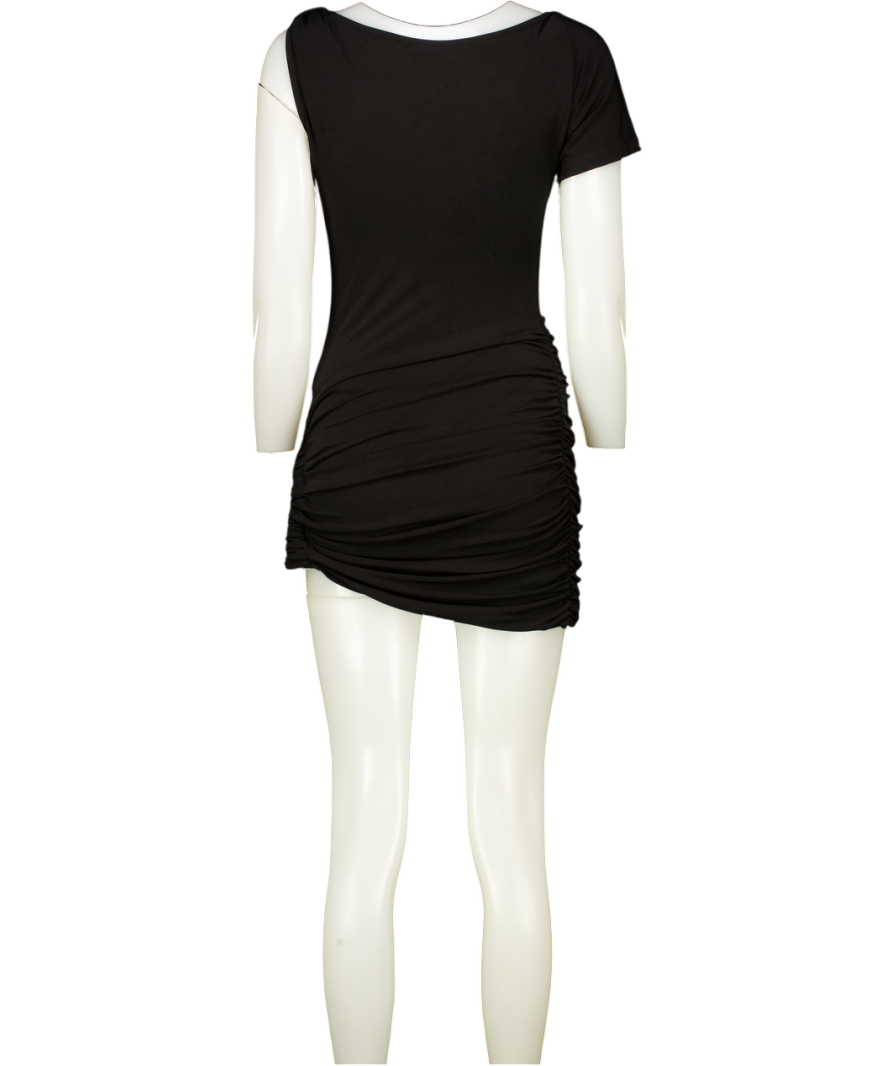 ELEH Black Asymmetric Drape Detail Mini Dress It40 UK 8
