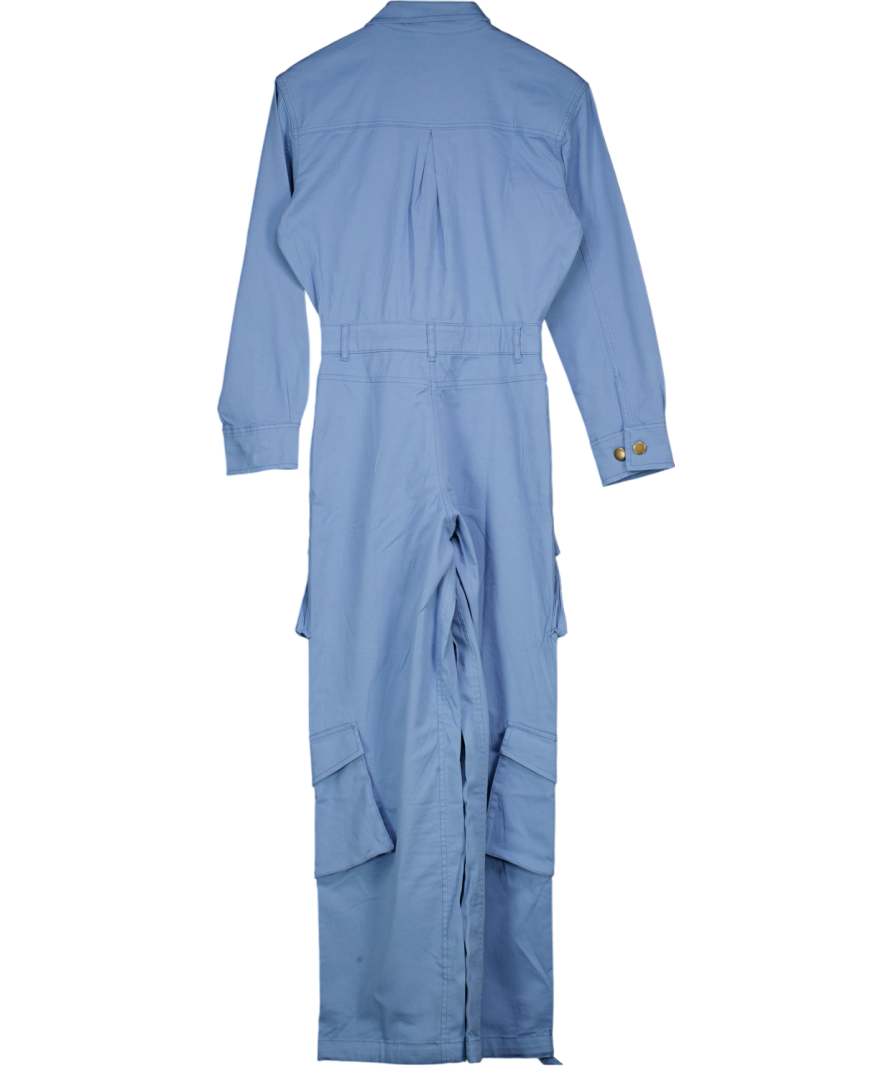 Oh Polly Dusty Blue Straight Leg Jumpsuit UK 8