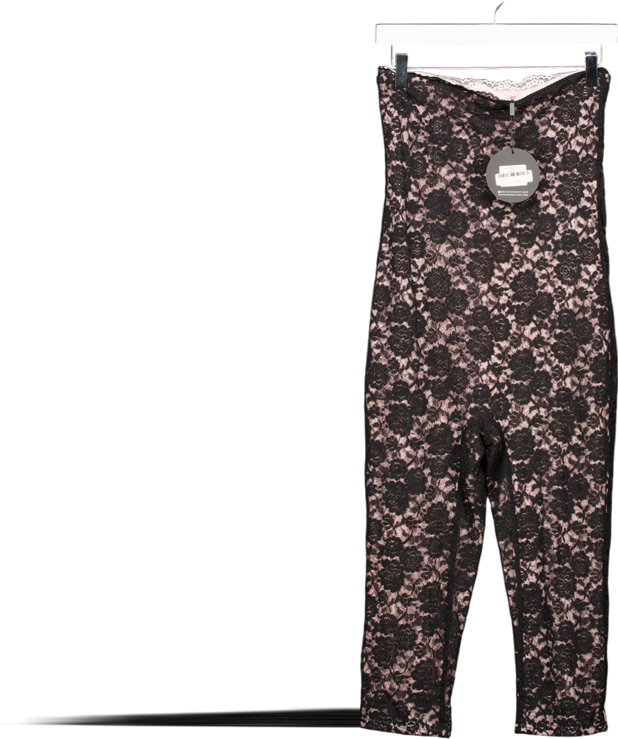 White Fox Black Holding My Soul Strapless Lace Jumpsuit UK S