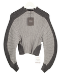 TOPSHOP X Tolu Coker Knitted Premium 100% Lambswool Ovoid Sleeve Jumper In Grey UK XS
