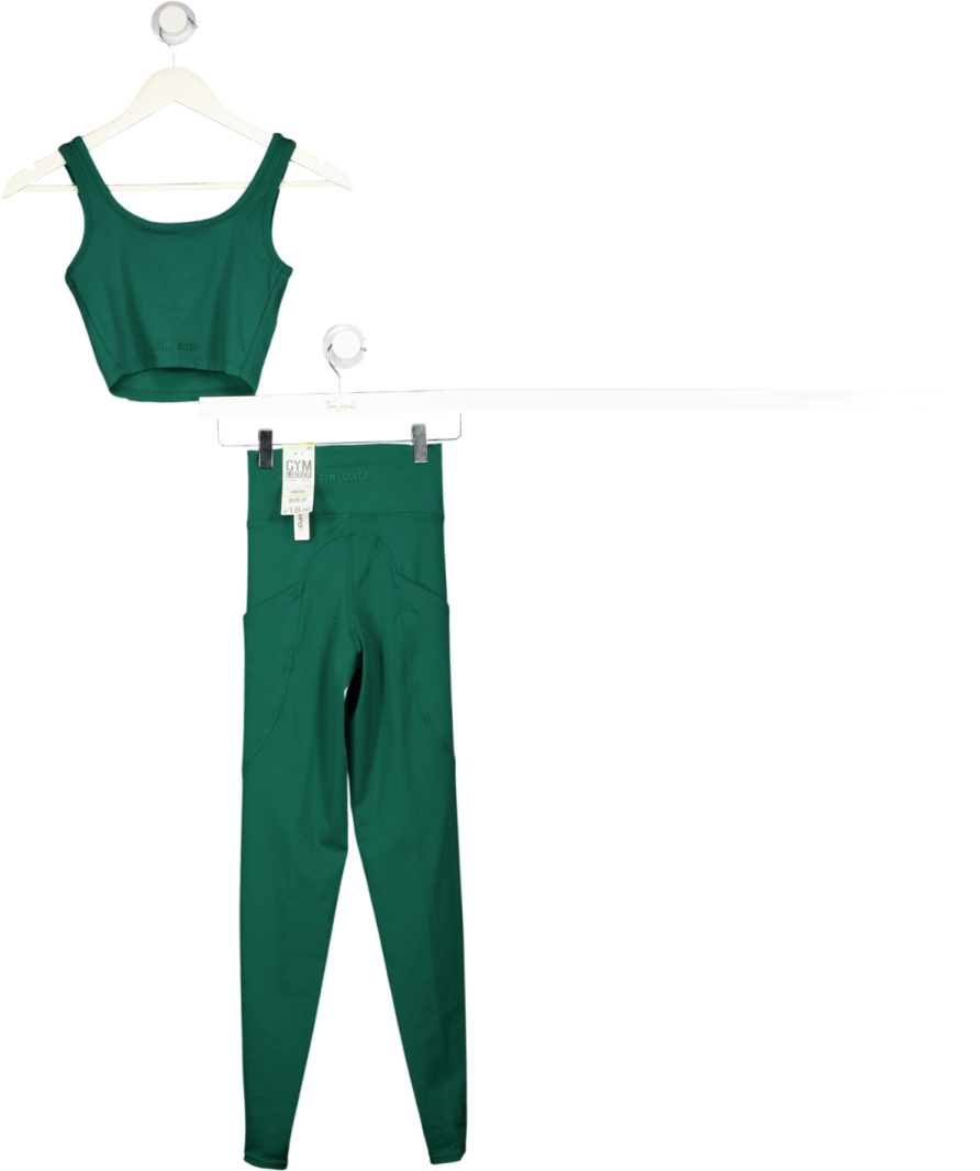 Gym Locker Green So Skin Square Neck Crop Top And Leggings Set UK XS