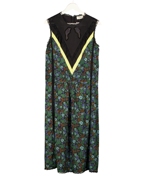 Coach Green & Black Daisy Print Sleeveless Varsity Dress US6 UK 10