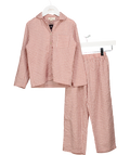 Meeka Pink Taylor Crinkle Cotton Gingham Unisex Kids Pyjama Set - Cinnamon Cherry 5 Years