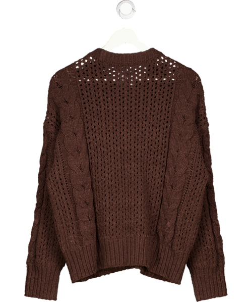 Abercrombie & Fitch Chocolate Brown Textural Stitch Cable Crew Sweater UK M