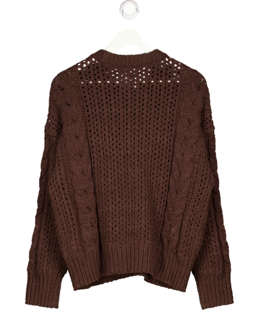 Abercrombie & Fitch Chocolate Brown Textural Stitch Cable Crew Sweater UK M