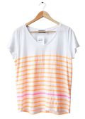 Mint Velvet White / fluro orange Stripe T-shirt UK S