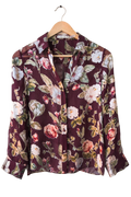 Alice + Olivia  Burgundy Silk Sheer Floral Shirt UK S