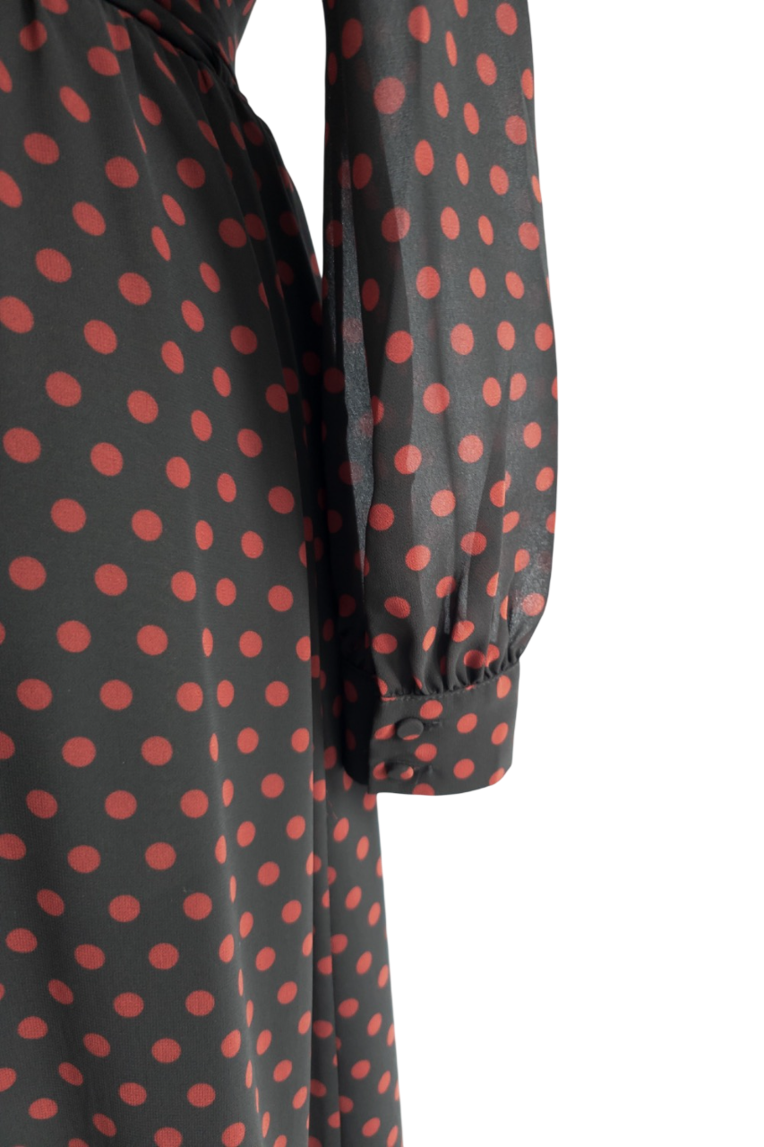 MICHAEL Michael Kors BlackRuffle Polka Dot Georgette Wrap Dress UK S