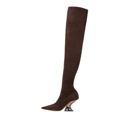 CASADEI Brown Elodie - Over The Knee Suede Boots UK 6 EU 39 👠