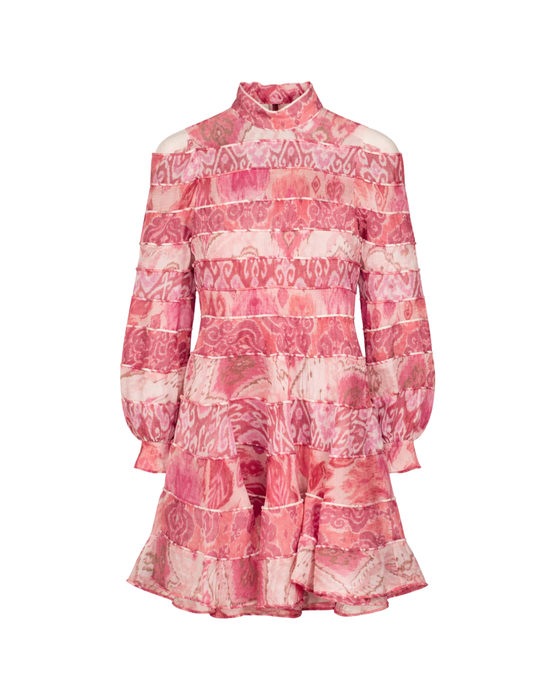 Zimmermann Pink Wavelength Spliced Linen Mini Dress Sz0 UK 6