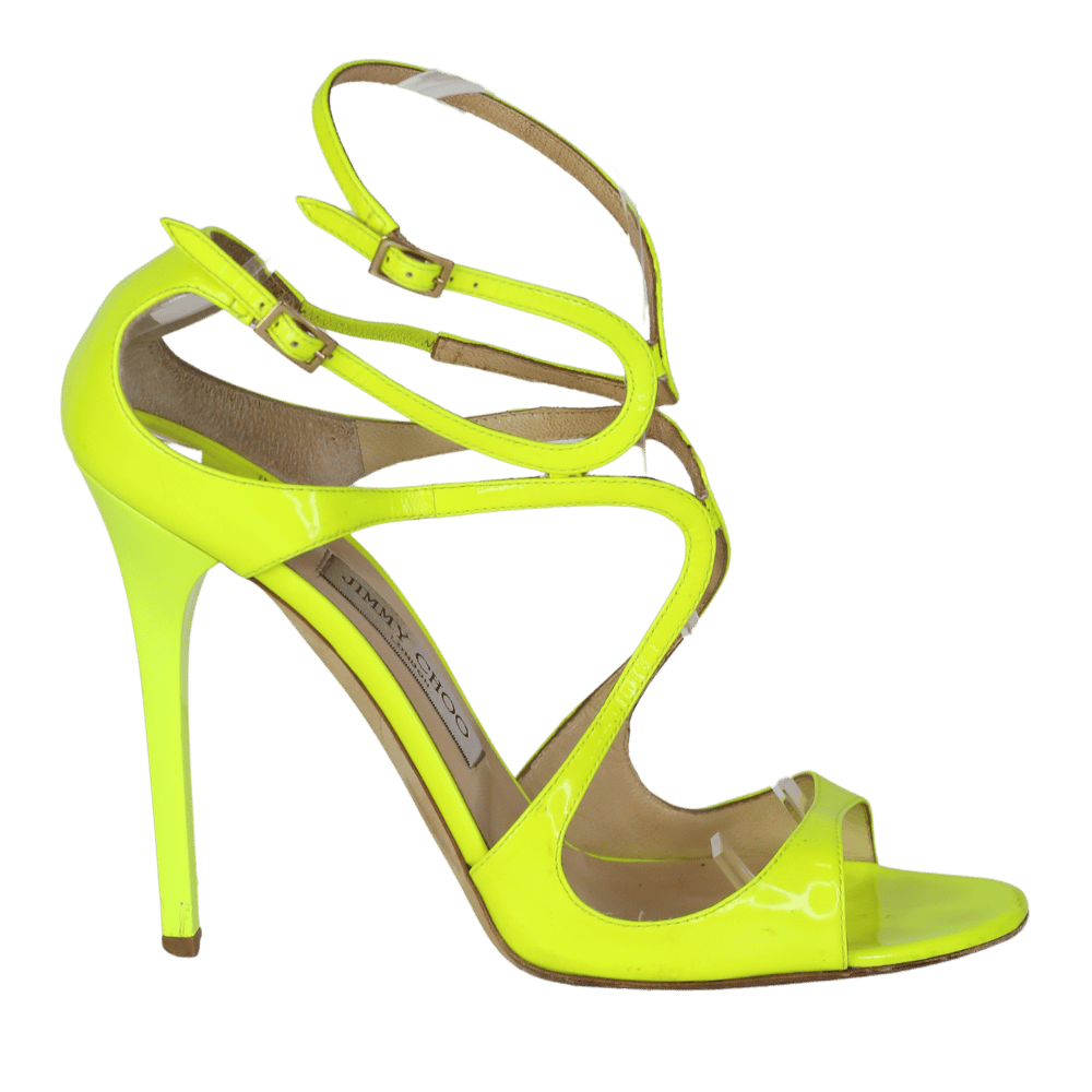 Jimmy Choo Lance Neon Patent Yellow Heels UK 7 EU 40 👠