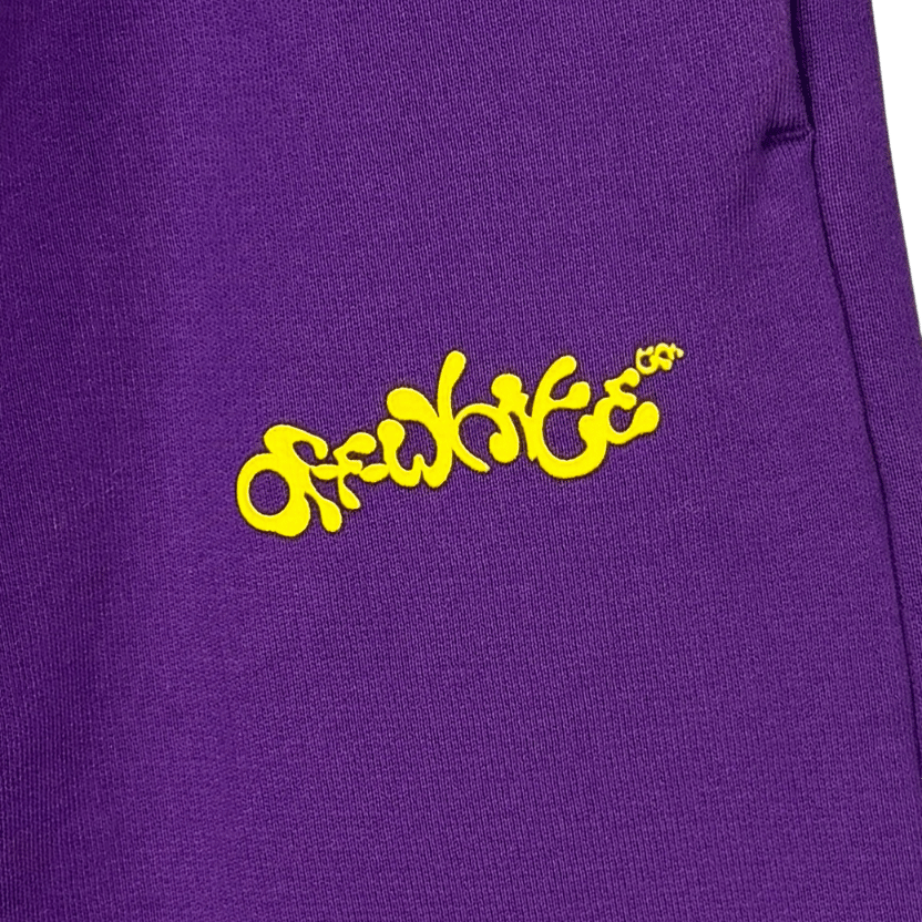 Off-White Off-white Opposite Arrow Sweat Shorts In Purple / Lime UK S