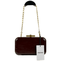REISS Junie Patent Box Clutch Bag In Burgundy