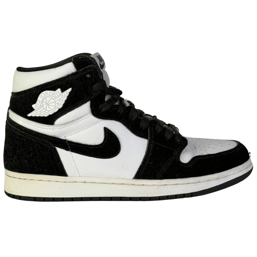 Black Fuzzy Jordan 1 'panda' high top Trainers UK 6 EU 39 👠