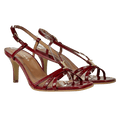 Jonak Red Voma Heeled Sandal With Monogram Shiny Leather UK 4 EU 37