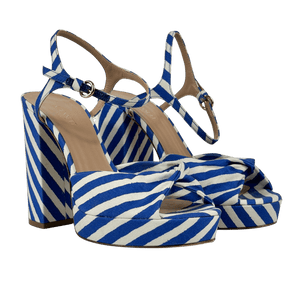 LK Bennett Blue Amanda Striped Woven Platform Sandal UK 5 EU 38