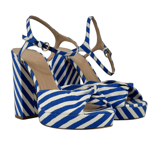 LK Bennett Blue Amanda Striped Woven Platform Sandal UK 5 EU 38
