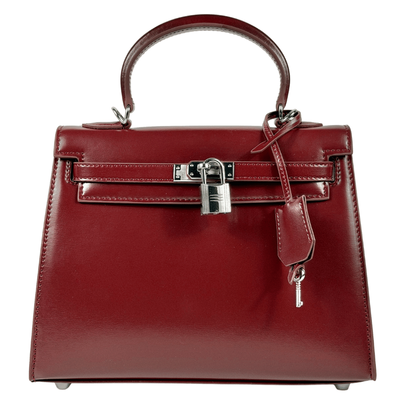 TOTES LUXE Burgundy Luxury Leather Top Handle Bag With Shoulder Strap