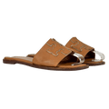 TORY BURCH Ines Flat Leather Slide Sandals Tan Brown Us6m UK 4 EU 37