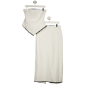 4th & Reckless White Linen Look Bandeau Envelope Hem Contrast Scallop Trim Top (uk 8)  And Maxi Skirt (uk 10) Co-ord Set UK S/M