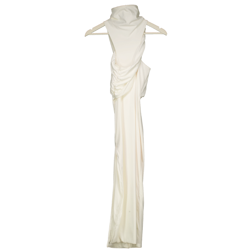 Mars the Label White High Neck Sleeveless Bodycon Crossover Maxi Dress UK 8