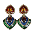 ZARA Multicoloured Yellow Gold Tone  Large Multicolour Heard Clip On Earrings