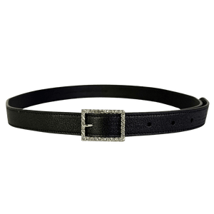 Saint Laurent Crystal-buckle Black  Leather Belt 75cm / Inch 29.5 UK S