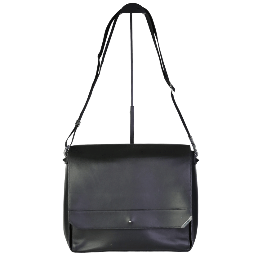 Montblanc Black Leather Urban Spirit Messenger Bag One Size