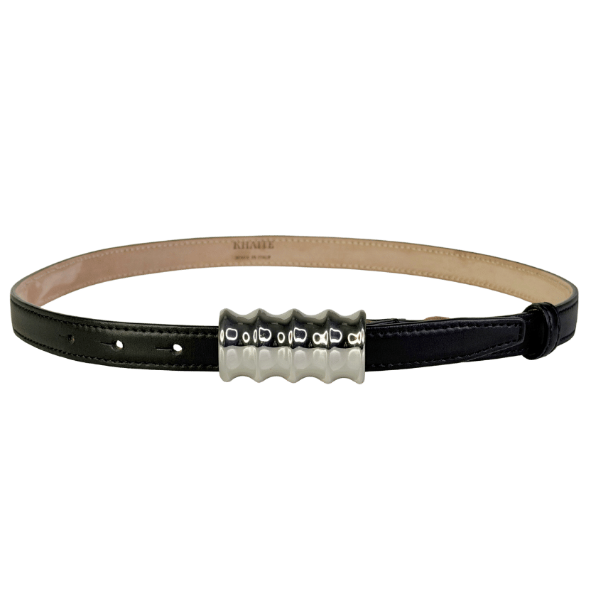 KHAITE New York Julius Black Leather Belt With Silver Buckle 80cm / Inch 31.5 UK S/M