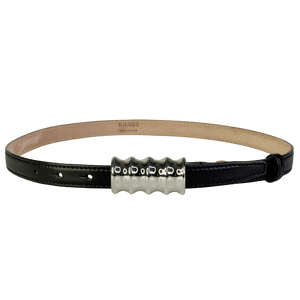 KHAITE New York Julius Black Leather Belt With Silver Buckle 80cm / Inch 31.5 UK S/M
