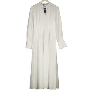 Beare Park White Pleated Cotton-poplin Maxi Shirt Dress UK 10