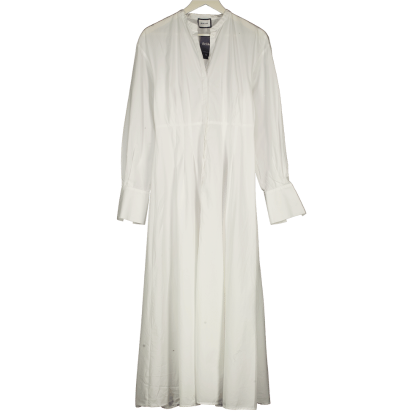 Beare Park White Pleated Cotton-poplin Maxi Shirt Dress UK 10