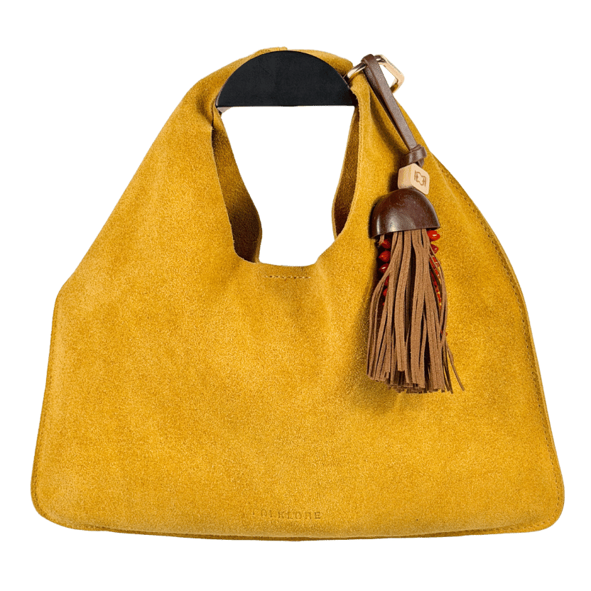 FOLKLORE THE LABEL Small Sling Bag In Yellow Suede