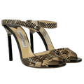 JIMMY CHOO Black / Snake Deckle Elaphe Heeled Mule Sandals UK 5 EU 38 👠